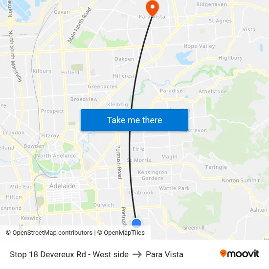 Stop 18 Devereux Rd - West side to Para Vista map