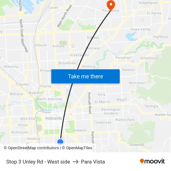 Stop 3 Unley Rd - West side to Para Vista map