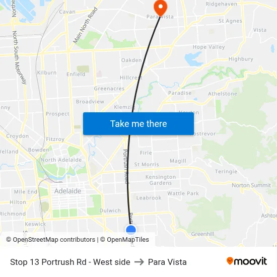 Stop 13 Portrush Rd - West side to Para Vista map