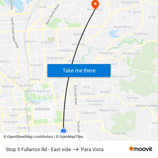 Stop 5 Fullarton Rd - East side to Para Vista map