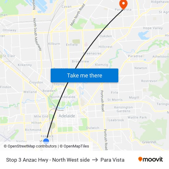 Stop 3 Anzac Hwy - North West side to Para Vista map