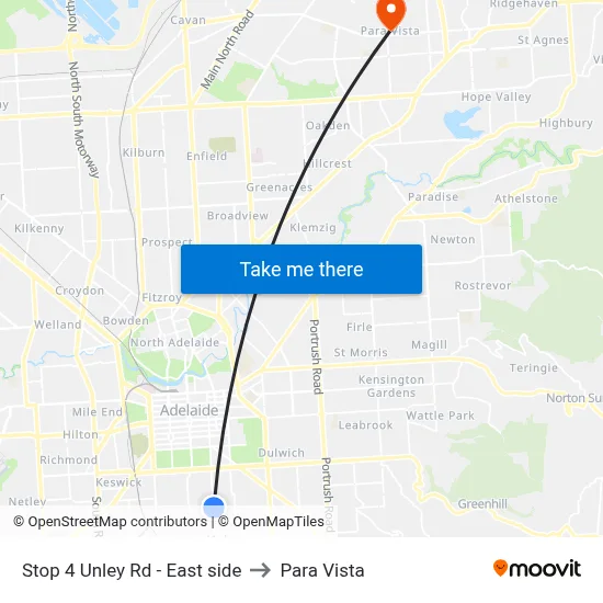Stop 4 Unley Rd - East side to Para Vista map