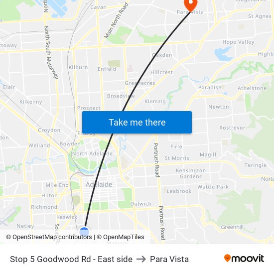 Stop 5 Goodwood Rd - East side to Para Vista map