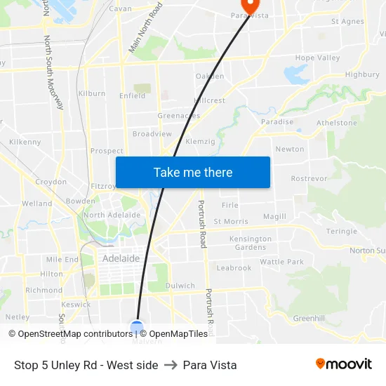 Stop 5 Unley Rd - West side to Para Vista map