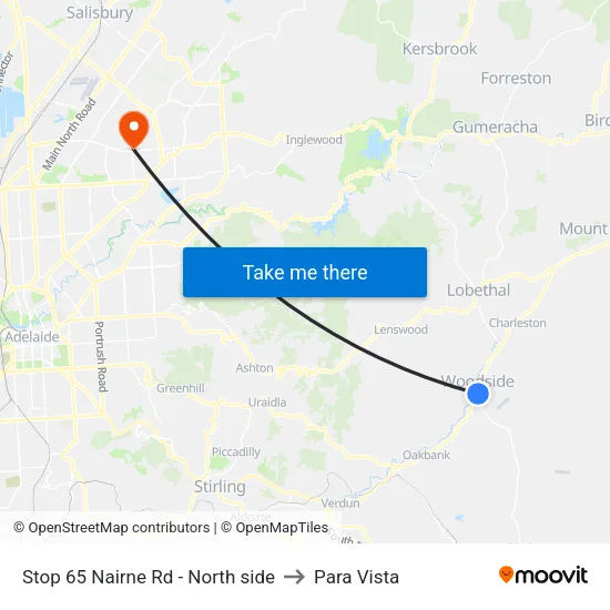Stop 65 Nairne Rd - North side to Para Vista map