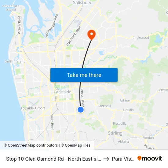 Stop 10 Glen Osmond Rd - North East side to Para Vista map