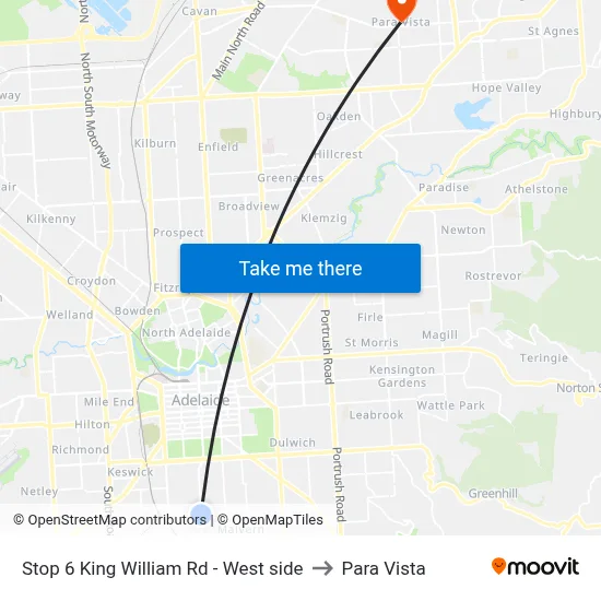 Stop 6 King William Rd - West side to Para Vista map