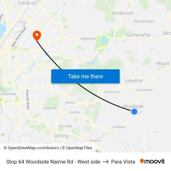 Stop 64 Woodside Nairne Rd - West side to Para Vista map