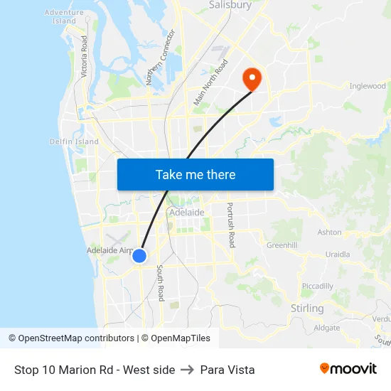 Stop 10 Marion Rd - West side to Para Vista map
