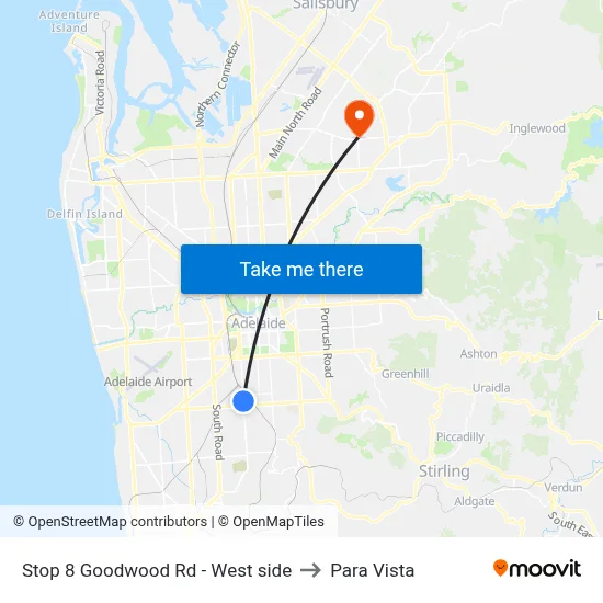 Stop 8 Goodwood Rd - West side to Para Vista map