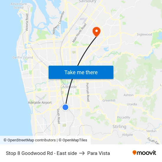 Stop 8 Goodwood Rd - East side to Para Vista map