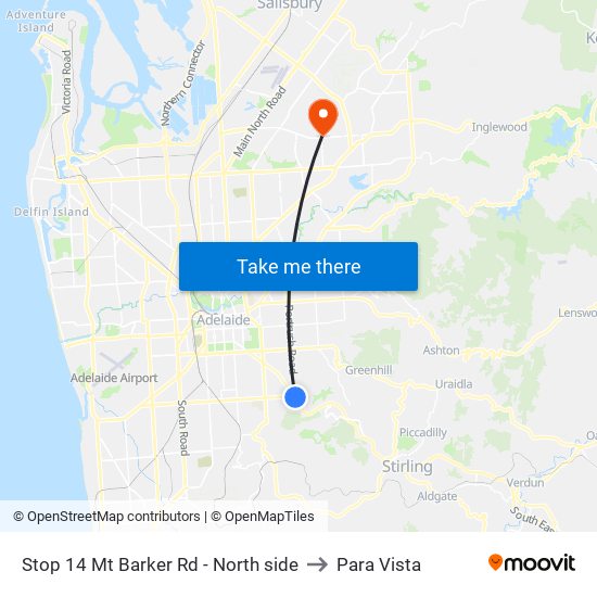 Stop 14 Mt Barker Rd - North side to Para Vista map