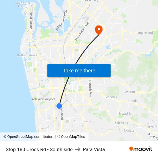 Stop 180 Cross Rd - South side to Para Vista map