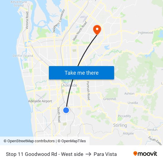 Stop 11 Goodwood Rd - West side to Para Vista map