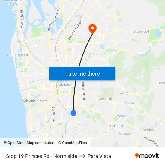 Stop 19 Princes Rd - North side to Para Vista map