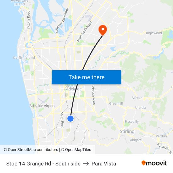 Stop 14 Grange Rd - South side to Para Vista map