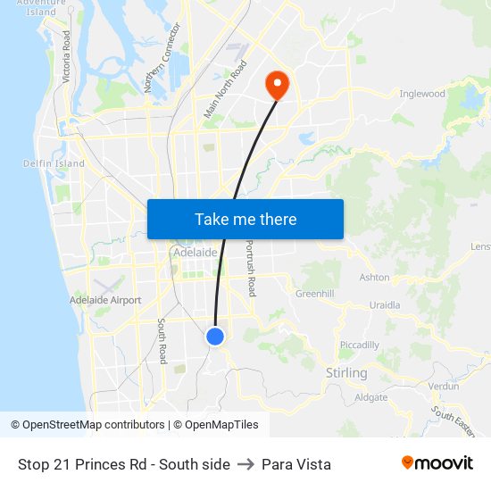 Stop 21 Princes Rd - South side to Para Vista map