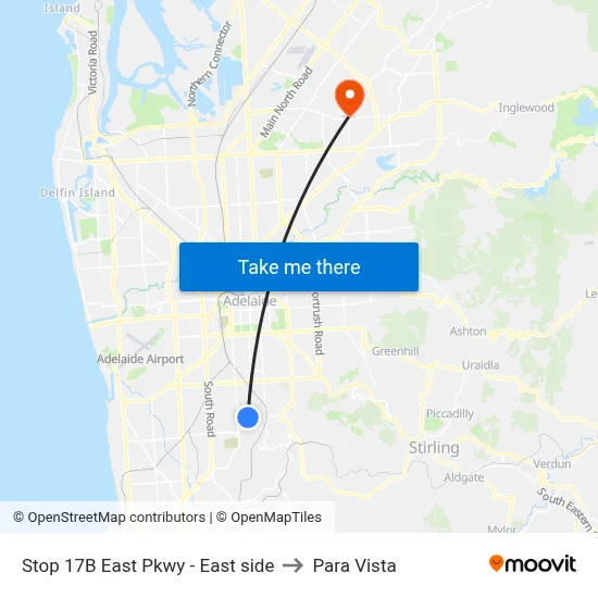 Stop 17B East Pkwy - East side to Para Vista map