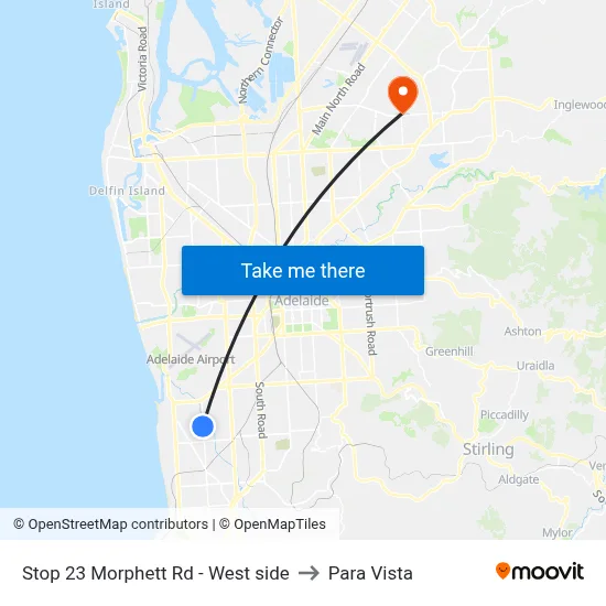 Stop 23 Morphett Rd - West side to Para Vista map