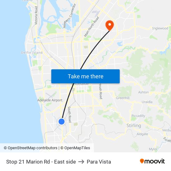 Stop 21 Marion Rd - East side to Para Vista map