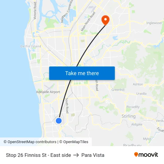 Stop 26 Finniss St - East side to Para Vista map