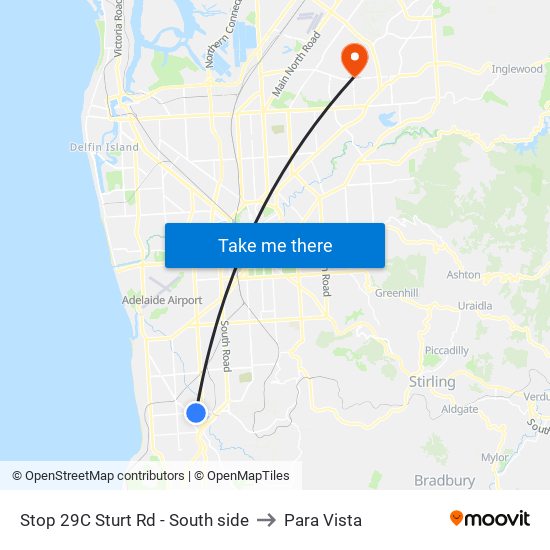 Stop 29C Sturt Rd - South side to Para Vista map