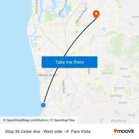 Stop 36 Cedar Ave - West side to Para Vista map