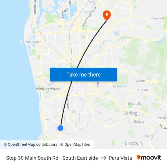 Stop 30 Main South Rd - South East side to Para Vista map