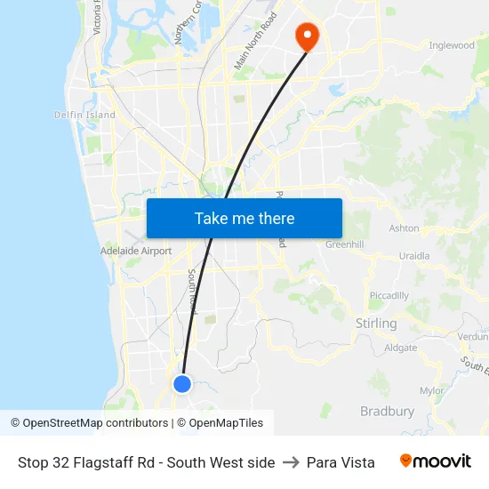 Stop 32 Flagstaff Rd - South West side to Para Vista map