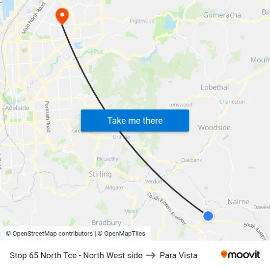 Stop 65 North Tce - North West side to Para Vista map