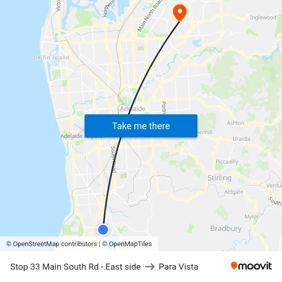Stop 33 Main South Rd - East side to Para Vista map