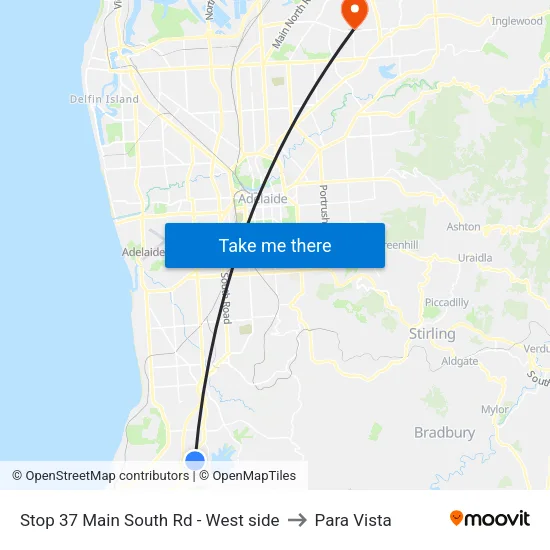 Stop 37 Main South Rd - West side to Para Vista map