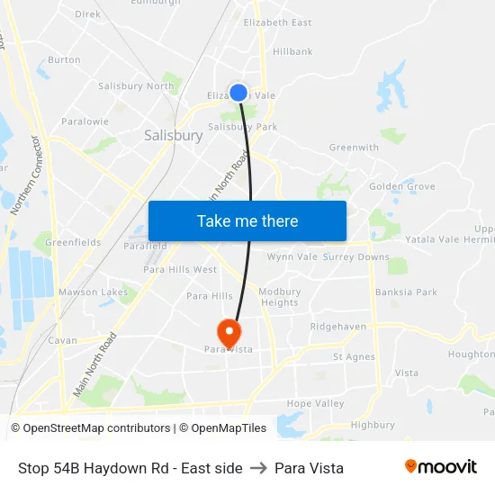 Stop 54B Haydown Rd - East side to Para Vista map