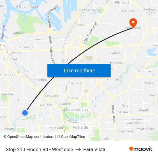 Stop 210 Findon Rd - West side to Para Vista map