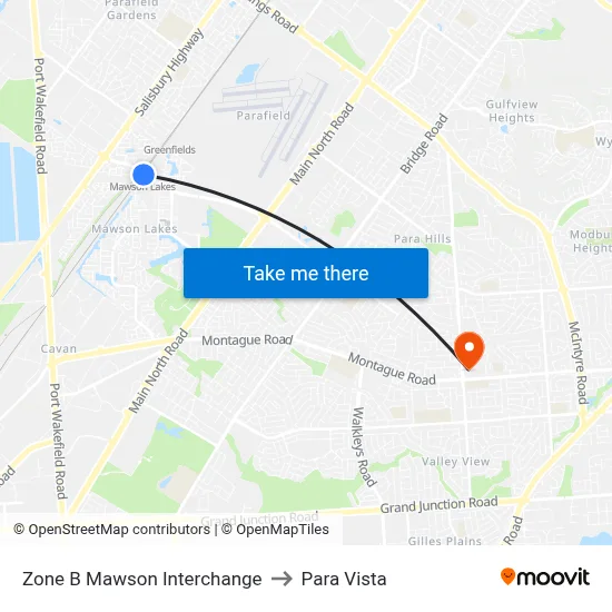 Zone B Mawson Interchange to Para Vista map