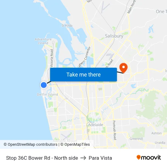 Stop 36C Bower Rd - North side to Para Vista map