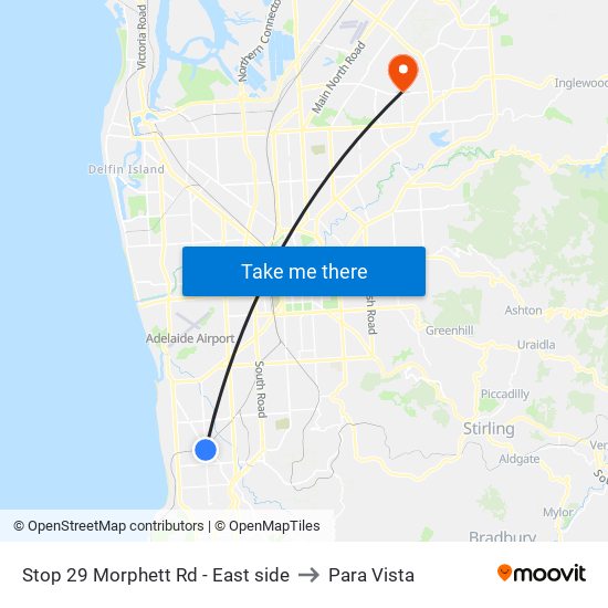 Stop 29 Morphett Rd - East side to Para Vista map