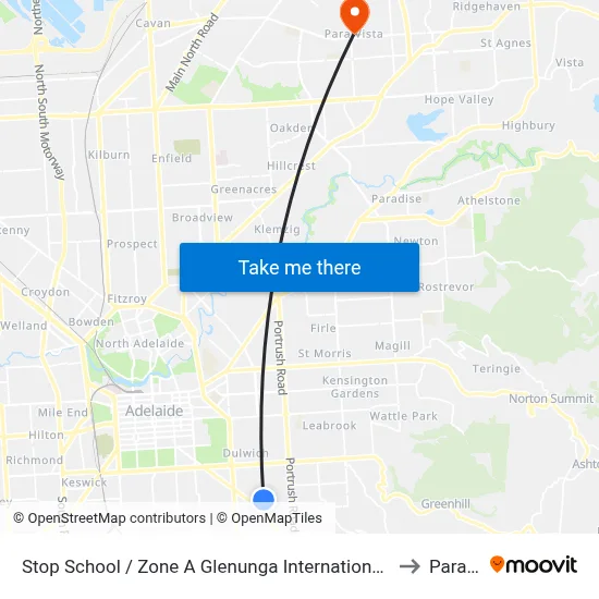Stop School / Zone A Glenunga International High School Conyngham St to Para Vista map