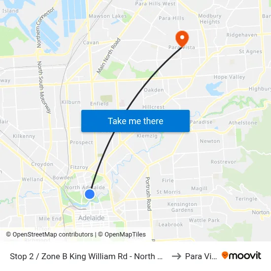 Stop 2 / Zone B King William Rd - North West side to Para Vista map