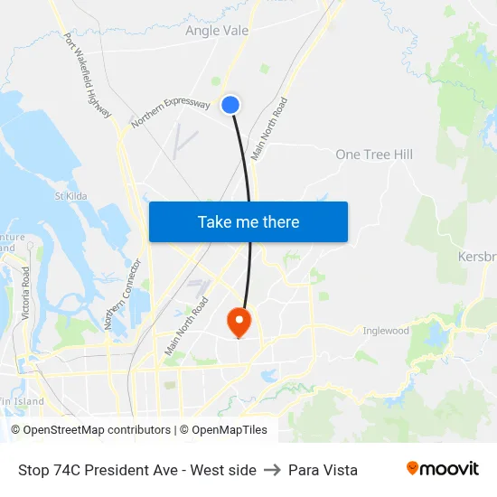 Stop 74C President Ave - West side to Para Vista map