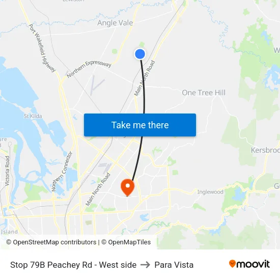 Stop 79B Peachey Rd - West side to Para Vista map