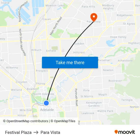 Festival Plaza to Para Vista map