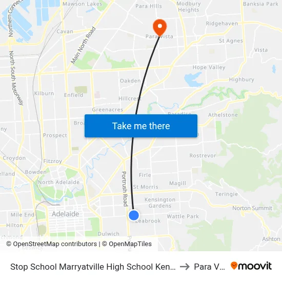 Stop School Marryatville High School Kensington Rd to Para Vista map