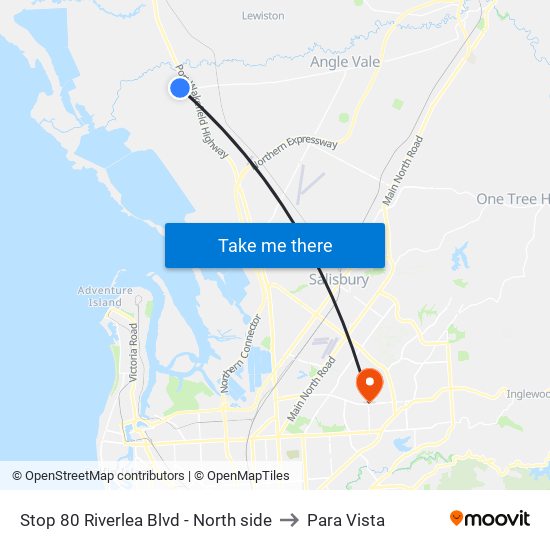 Stop 80 Riverlea Blvd - North side to Para Vista map