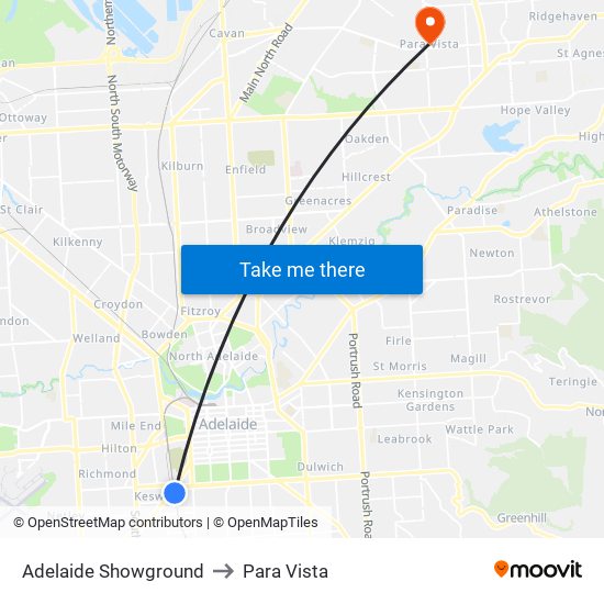 Adelaide Showground to Para Vista map