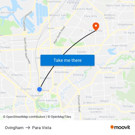 Ovingham to Para Vista map