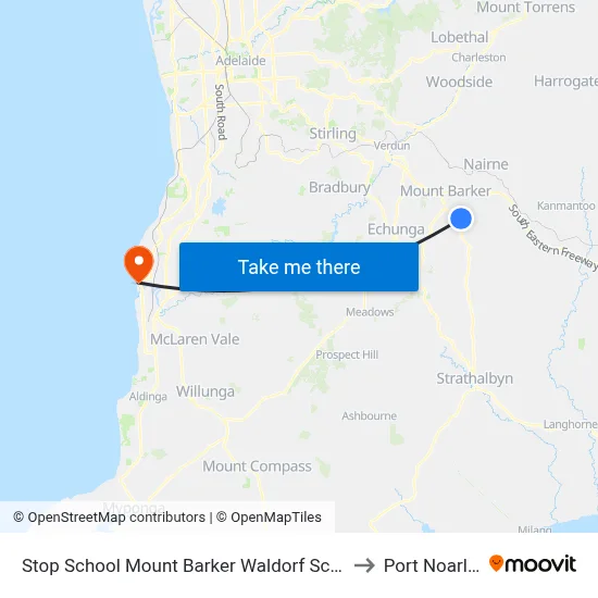 Stop School Mount Barker Waldorf School Sims Rd to Port Noarlunga map