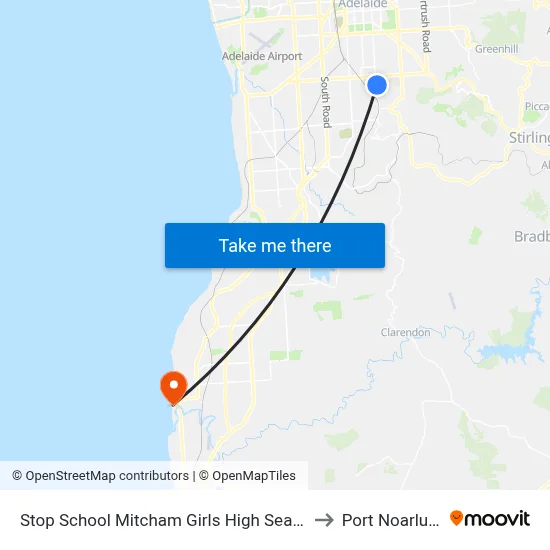 Stop School Mitcham Girls High Seafield Av to Port Noarlunga map