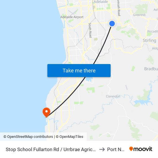 Stop School Fullarton Rd / Urrbrae Agricultural High School - West side to Port Noarlunga map