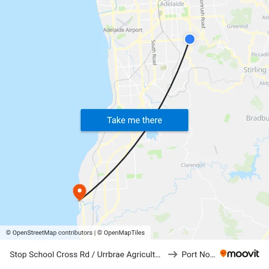Stop School Cross Rd / Urrbrae Agricultural High School - North side to Port Noarlunga map